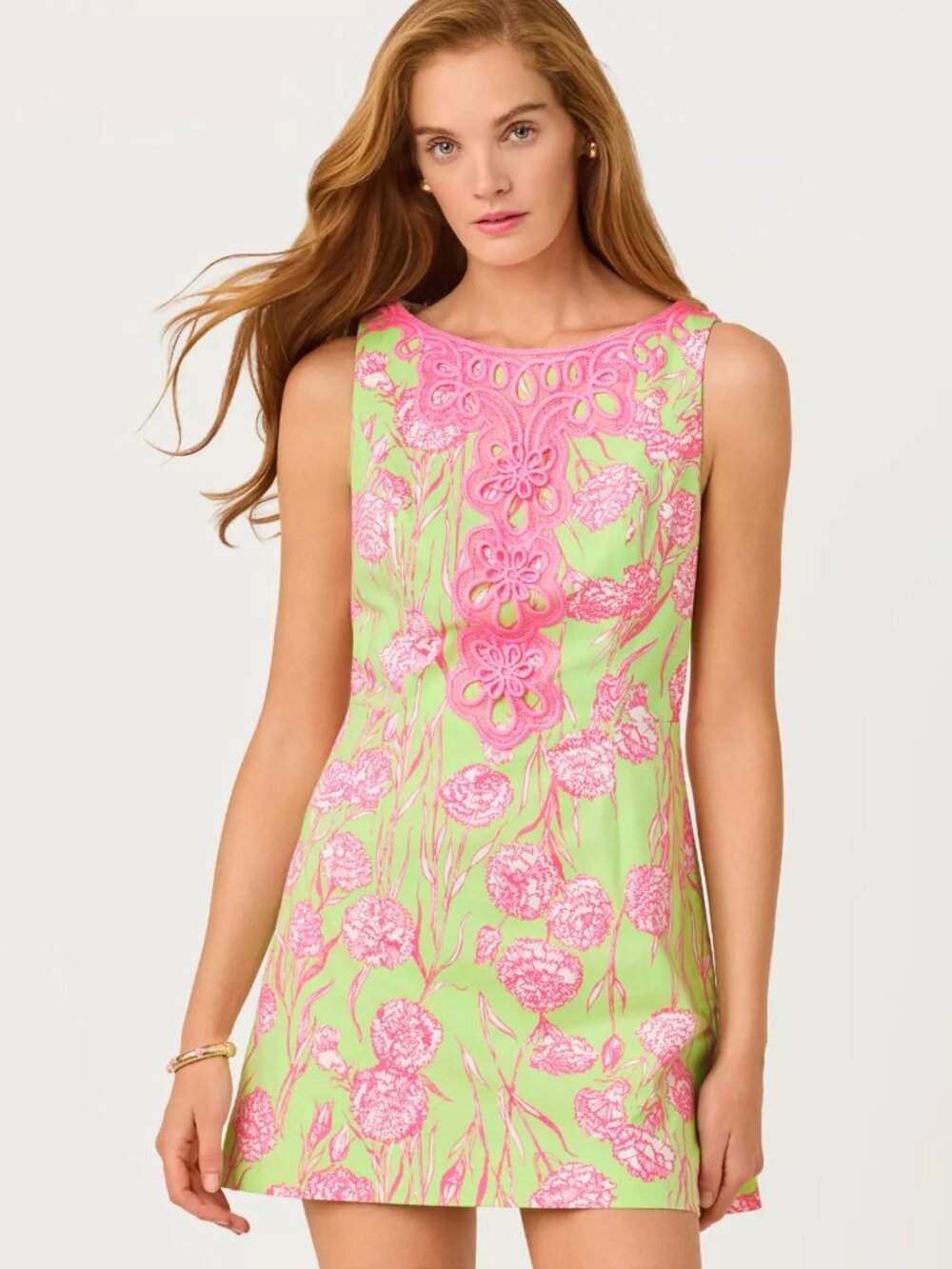 NWT Lilly Pulitzer Elanie Skirted Shift Romper, Pistachio Macaron Alina, Size 4